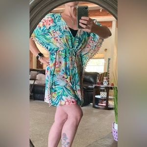 Merona Large floral Beach swim cover up